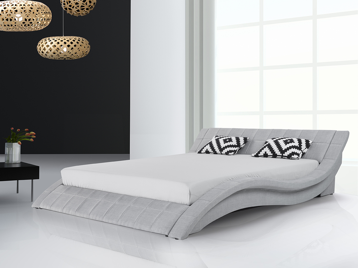 Wellenformiges Stoff Bett Schwarz O Grau Mit Lattenrost Lattenrahmen Supply24