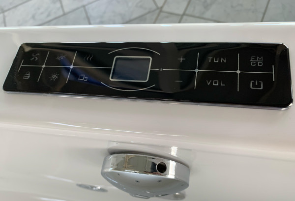 Whirlpool double bath tub Olymp LEFT with 16 / 24 massage jets + heating + Ozone + lightening for indoor use