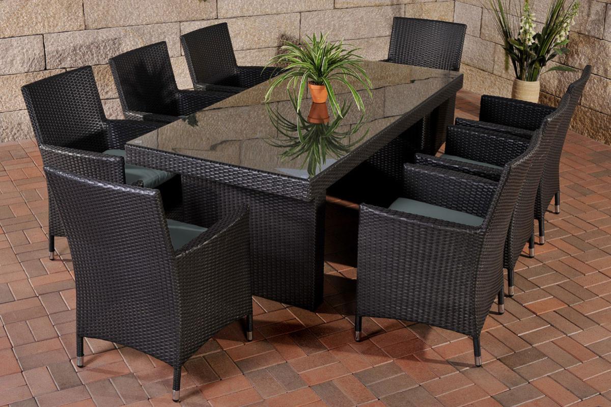 Rattan Gartenmobel Set Mit 8 Stuhlen Schwarz Esstisch Gartentisch 200 Cm Sitzgarnitur Supply24