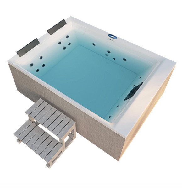 Outdoor Whirlpool Hot Tub Spa Neapel kompakt 190x140 cm weiss und beige mit 18 Massage Düsen + Heizung für 2 Personen