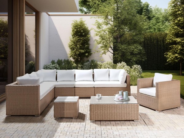 Rattan garden furniture set Toskana sand beige XXL rattan lounge for garden terrace balcony couch rattanlounge