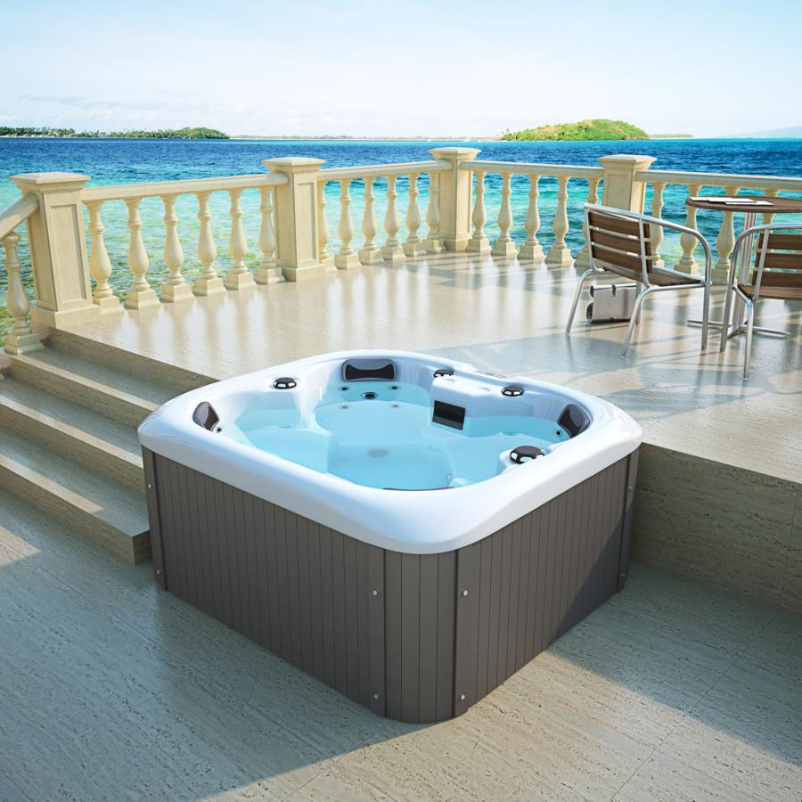 Outdoor Whirlpool for 4 persons Spa black with 20 Massage jets