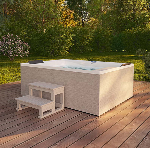 Outdoor Whirlpool Hot Tub Spa Neapel kompakt 190x140 cm weiss und beige mit 18 Massage Düsen + Heizung für 2 Personen