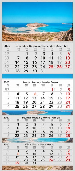 4 Monatskalender 2027 Kalender Balos Strand Motiv Fotokalender Traumstrand ohne Werbung Wandkalender Mehrblockkalender Motivkalender