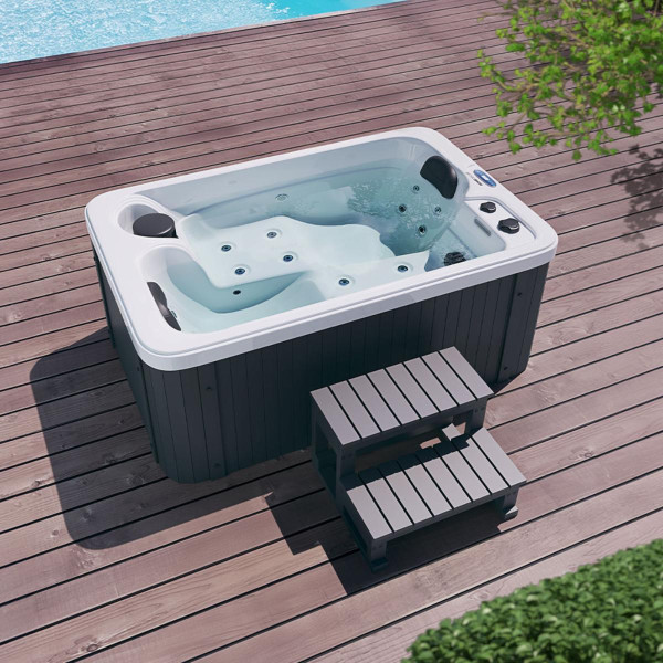 Outdoor Whirlpool Hot Tub Spa Hollywood kompakt platzsparend 175x115 cm weiss mit 15 Massage Düsen + Heizung + Ozon für 2 Personen